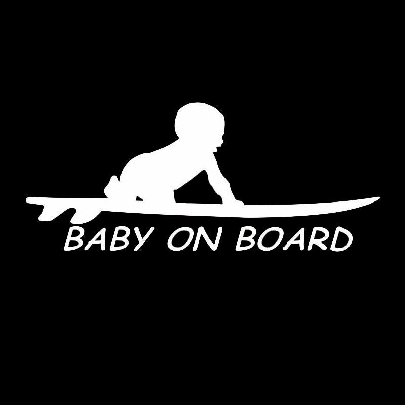 15.3*6.4CM Baby On Board Surf Surfing Surfboard Car Truck Window Funny Vinyl Decal Stickers C1-4012