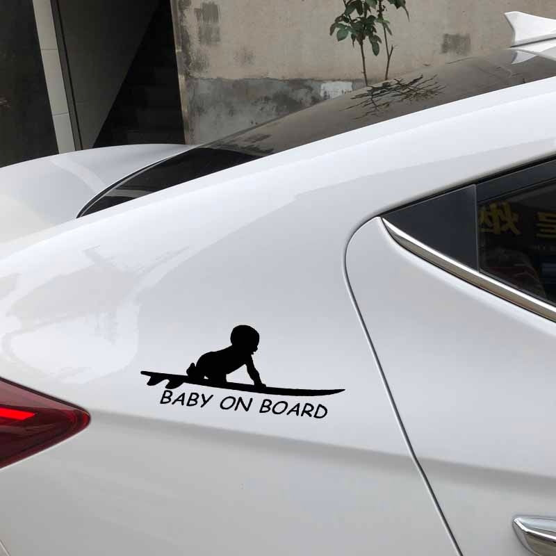 15.3*6.4CM Baby On Board Surf Surfing Surfboard Car Truck Window Funny Vinyl Decal Stickers C1-4012