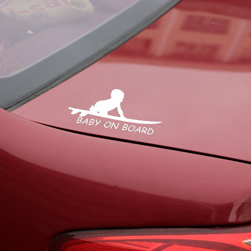 15.3*6.4CM Baby On Board Surf Surfing Surfboard Car Truck Window Funny Vinyl Decal Stickers C1-4012