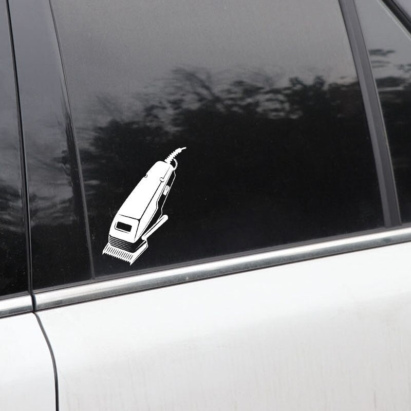 13.7CM*15.2CM Haircut Machine Barbershop Hairdressing Salon Vinyl DecorationCar Sticker  Black/Silver C22-0005