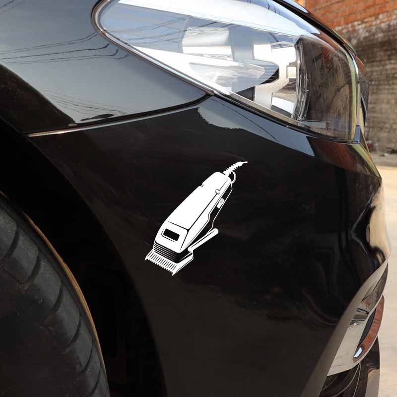 13.7CM*15.2CM Haircut Machine Barbershop Hairdressing Salon Vinyl DecorationCar Sticker  Black/Silver C22-0005