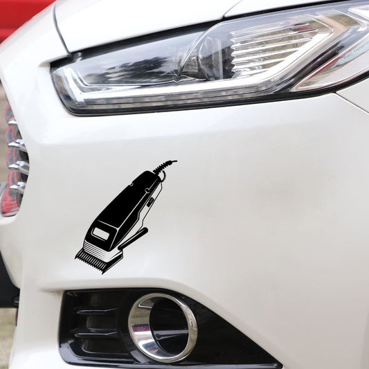 13.7CM*15.2CM Haircut Machine Barbershop Hairdressing Salon Vinyl DecorationCar Sticker  Black/Silver C22-0005