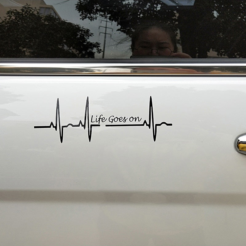 17.5CM*5.8CM Heart Beat Trackpad Life Goes On Nice Decal Black Silver Vinyl Car Sticker C11-1586