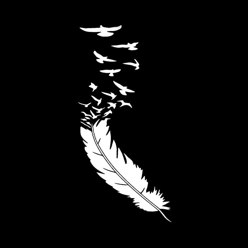 9.4*20CM Fashion FEATHER With Birds Vinyl Decals Car Window Sticker Black/Silver S8-1481