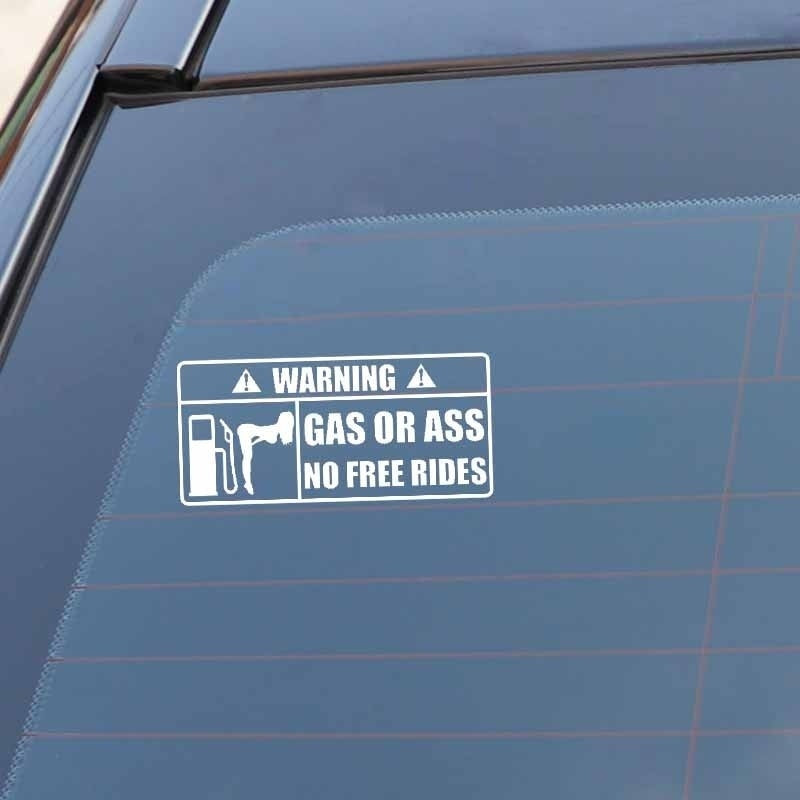 15CM*7CM Creative WARNING Gas Or Ass Vinyl Car Sticker Decal Black Silver Accessories C11-2135