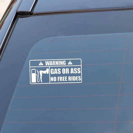 15CM*7CM Creative WARNING Gas Or Ass Vinyl Car Sticker Decal Black Silver Accessories C11-2135