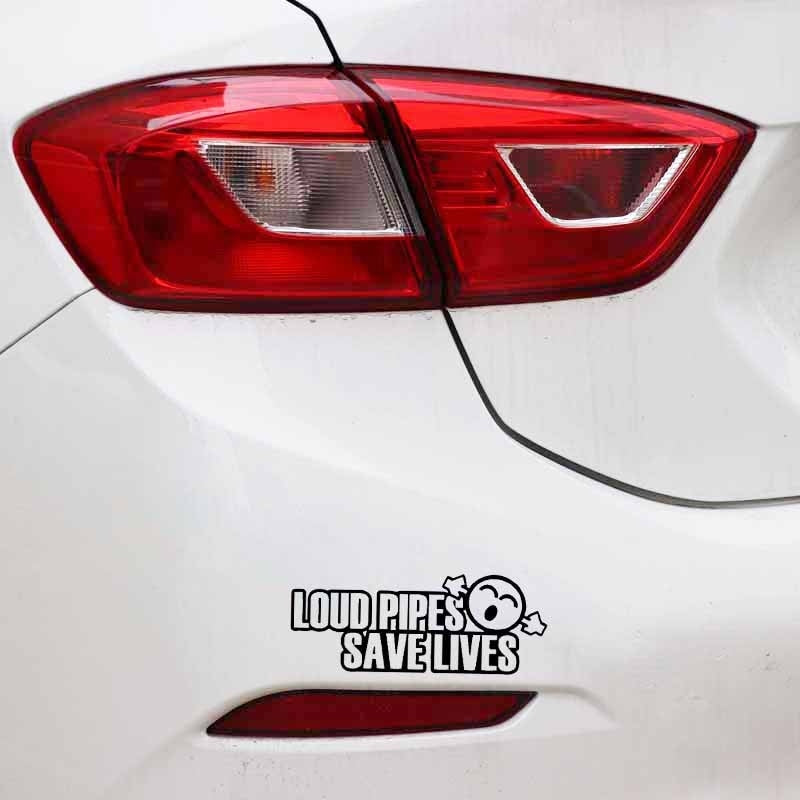 13CM*5CM Funny LOUD PIPES SAVE LIVES JDM Vinyl Car-styling Car Sticker Black Silver C11-2113