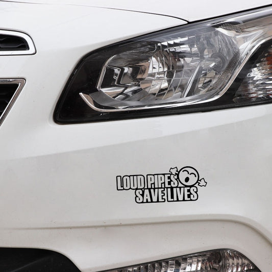 13CM*5CM Funny LOUD PIPES SAVE LIVES JDM Vinyl Car-styling Car Sticker Black Silver C11-2113