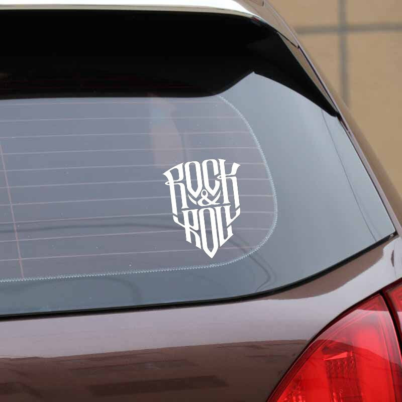 12CM*14.9CM Cartoon text Rock and Roll Decal Vinyl Black/Silver Car Sticker C22-0712