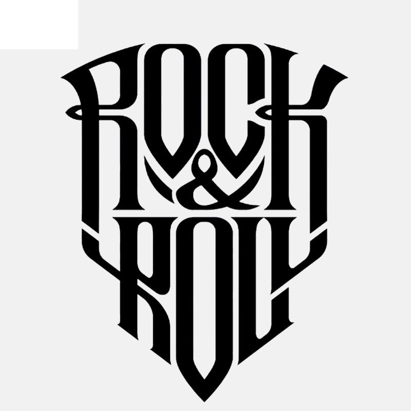 12CM*14.9CM Cartoon text Rock and Roll Decal Vinyl Black/Silver Car Sticker C22-0712
