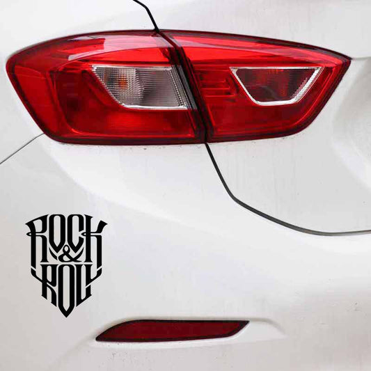 12CM*14.9CM Cartoon text Rock and Roll Decal Vinyl Black/Silver Car Sticker C22-0712
