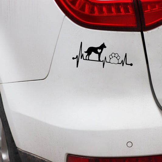 15.1CM*6.9CM Belgian Malinois Heartbeat Lifeline Paw Vinyl  Decal Black/Silver Car Sticker C22-1048