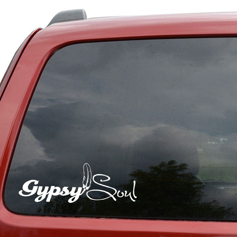 15.9*5.4CM Fashion GYPSY SOUL FEATHER Black/Silver Vinyl Decals Car-styling Car Stickers S8-1551