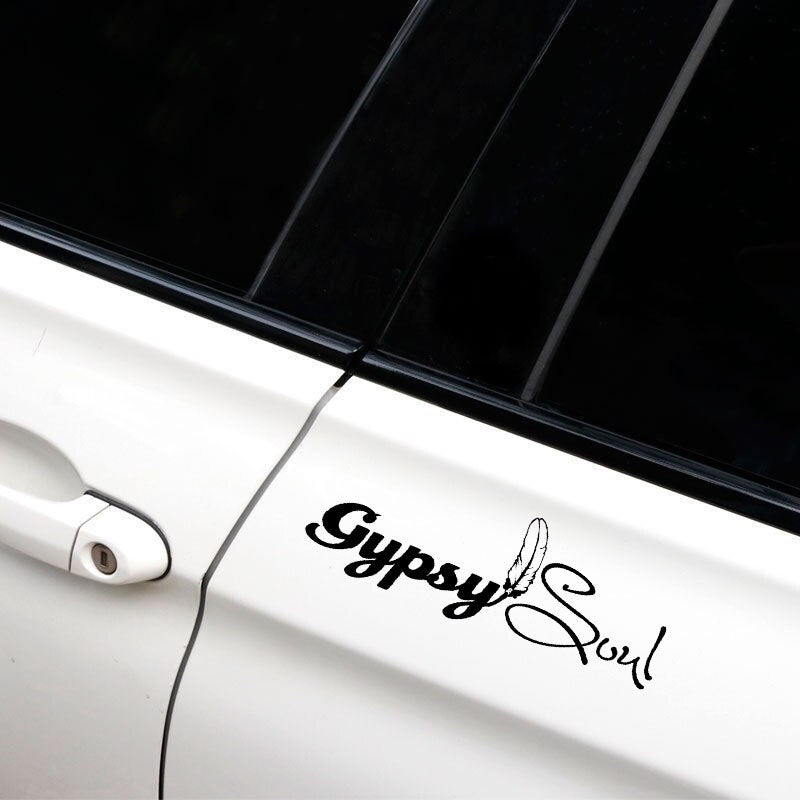 15.9*5.4CM Fashion GYPSY SOUL FEATHER Black/Silver Vinyl Decals Car-styling Car Stickers S8-1551
