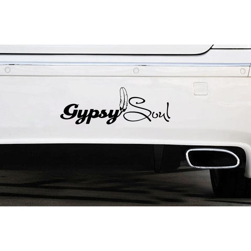 15.9*5.4CM Fashion GYPSY SOUL FEATHER Black/Silver Vinyl Decals Car-styling Car Stickers S8-1551