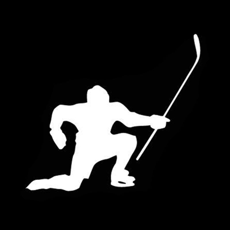 13.8CM*12.3CM Interesting Hockey Sport Black/Silver Vinyl Car Sticker Silhouette Decoration S9-1169
