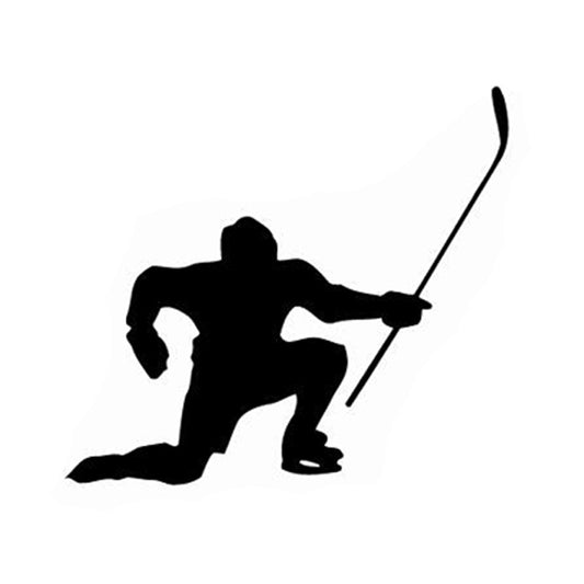 13.8CM*12.3CM Interesting Hockey Sport Black/Silver Vinyl Car Sticker Silhouette Decoration S9-1169