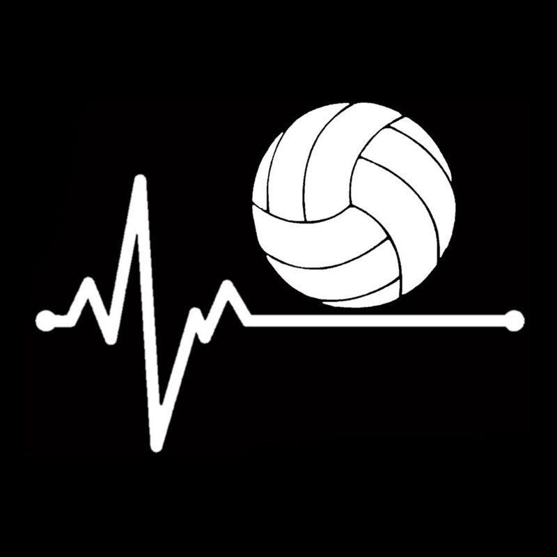 14.1CM*10.1CM Volleyball Lifeline Setter Racket  Lifeline Heartbeat Vinyl Black/Silver  Car Sticker C22-1147