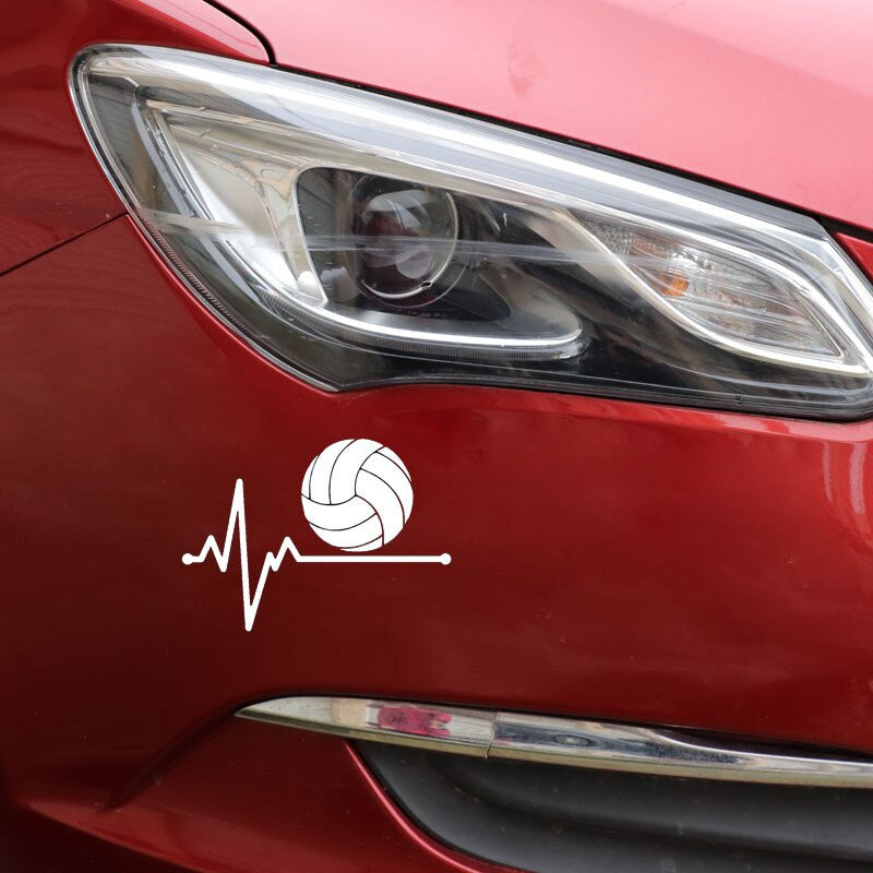 14.1CM*10.1CM Volleyball Lifeline Setter Racket  Lifeline Heartbeat Vinyl Black/Silver  Car Sticker C22-1147