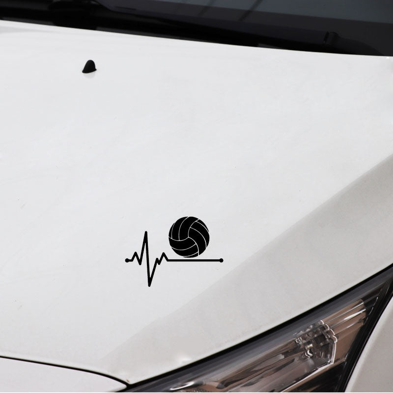 14.1CM*10.1CM Volleyball Lifeline Setter Racket  Lifeline Heartbeat Vinyl Black/Silver  Car Sticker C22-1147