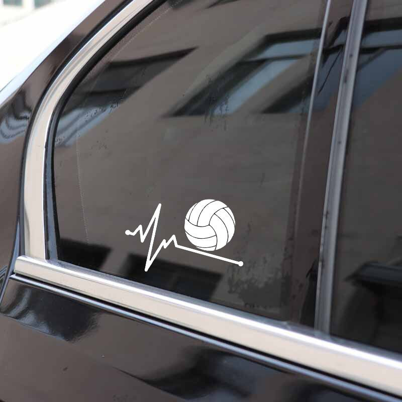 14.1CM*10.1CM Volleyball Lifeline Setter Racket  Lifeline Heartbeat Vinyl Black/Silver  Car Sticker C22-1147