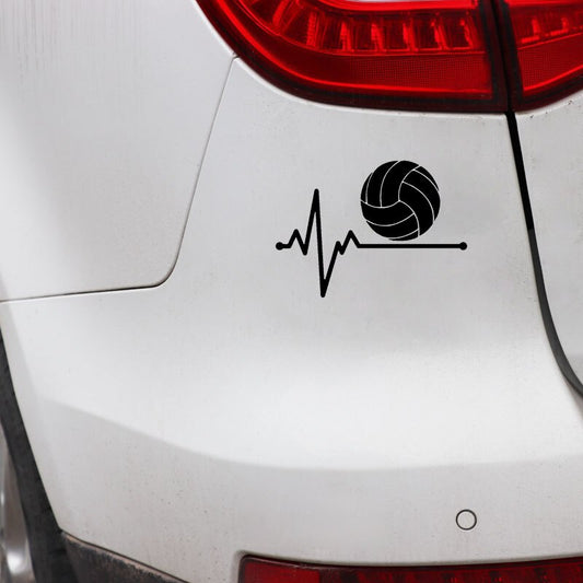 14.1CM*10.1CM Volleyball Lifeline Setter Racket  Lifeline Heartbeat Vinyl Black/Silver  Car Sticker C22-1147