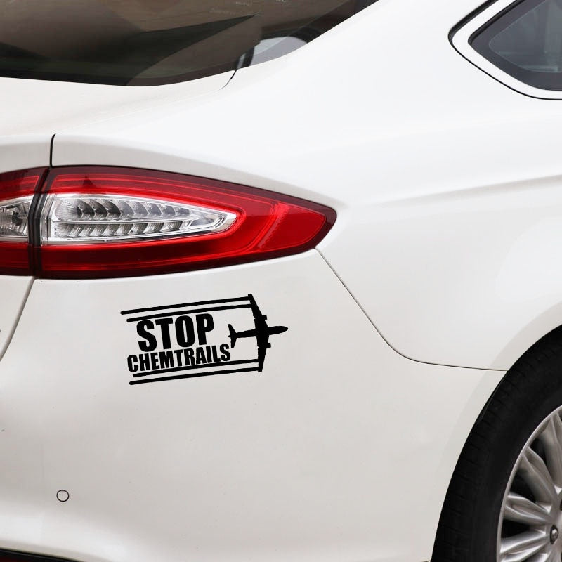 17.2CM*8.2CM Creative Stop Chemtrails Vinyl Car Sticker Decal Black Silver C11-2021
