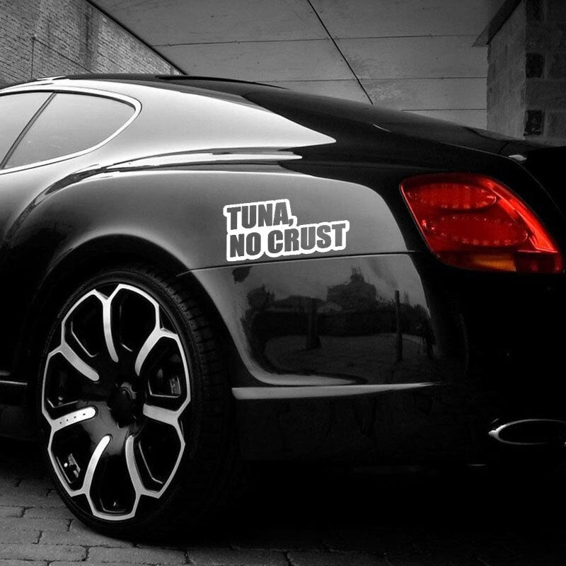 14CM*6.3CM Creative TUNA NO CRUST Vinyl Decal High-quality Car Sticker Black/Silver C11-0488