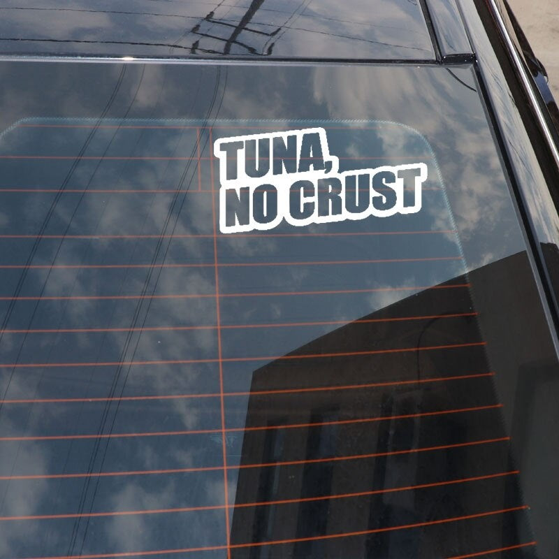 14CM*6.3CM Creative TUNA NO CRUST Vinyl Decal High-quality Car Sticker Black/Silver C11-0488