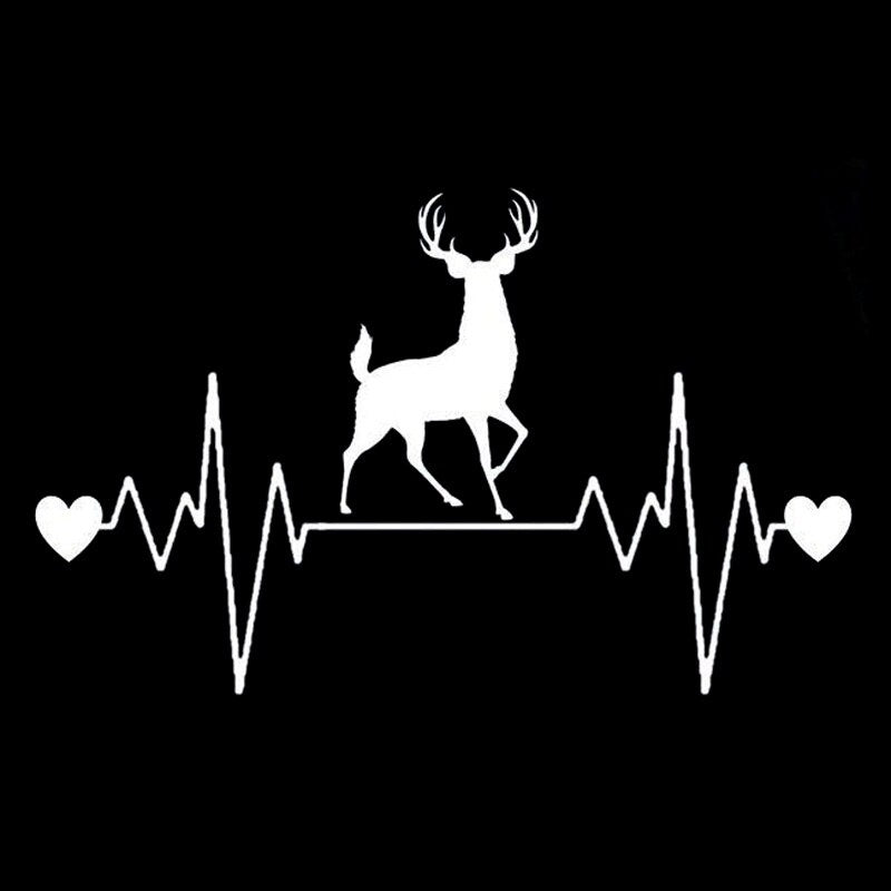 16.2CM*10CM Deer Hunting Heartbeat LifelineVinyl Black/Silver Decoration Car Sticker C22-1110