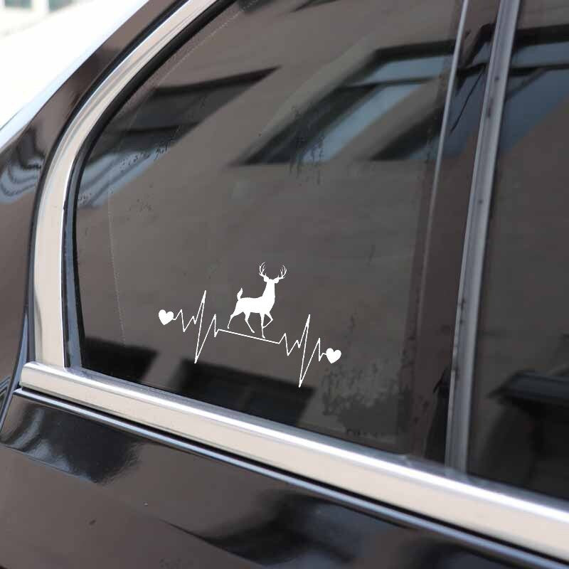 16.2CM*10CM Deer Hunting Heartbeat LifelineVinyl Black/Silver Decoration Car Sticker C22-1110