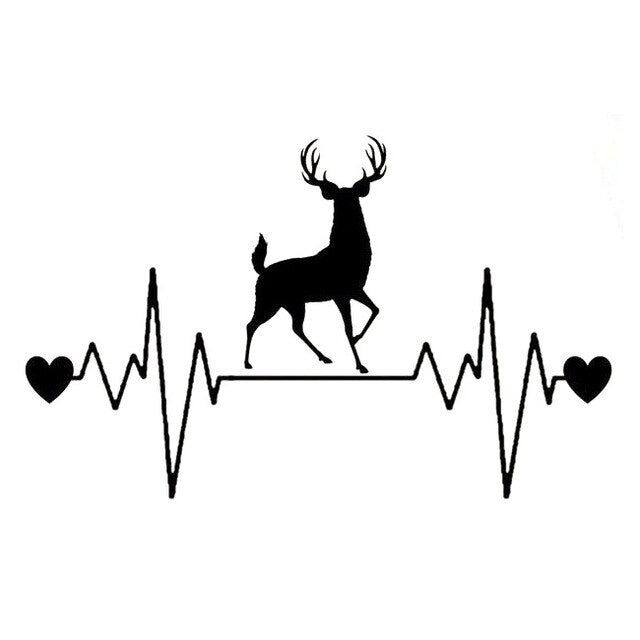 16.2CM*10CM Deer Hunting Heartbeat LifelineVinyl Black/Silver Decoration Car Sticker C22-1110