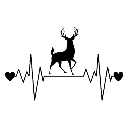 16.2CM*10CM Deer Hunting Heartbeat LifelineVinyl Black/Silver Decoration Car Sticker C22-1110