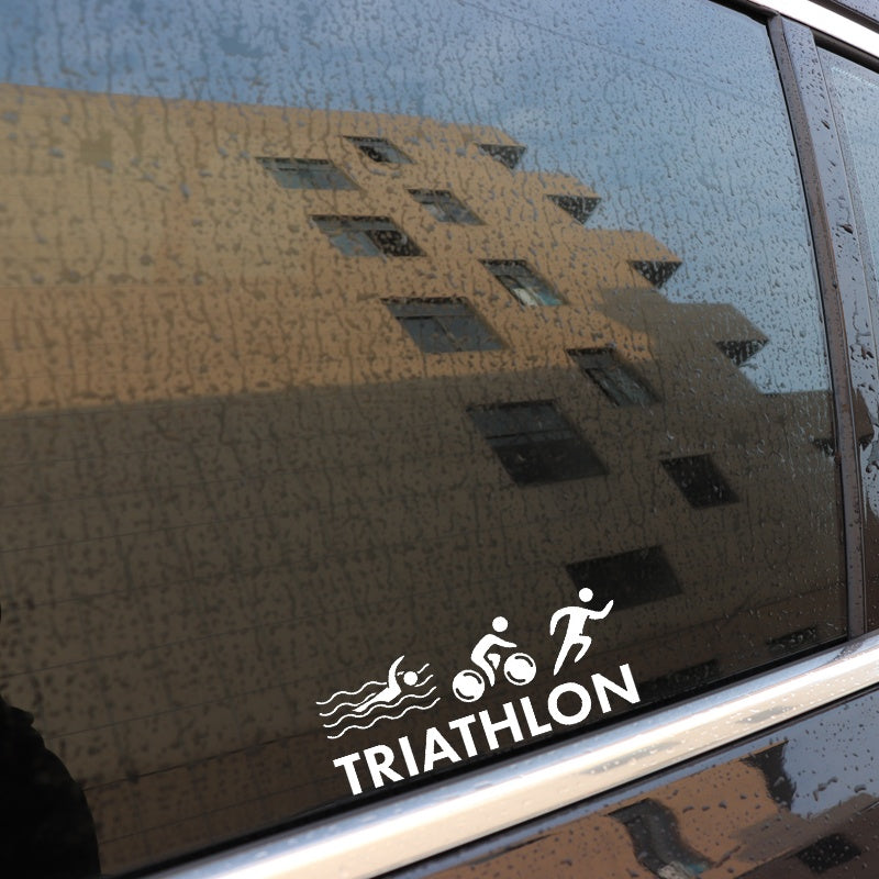 16.9*6.8CM Coolest Triathlon Swim Bike Unique Silhouette Car Sticker High Quality Vinyl Decor C12-0658