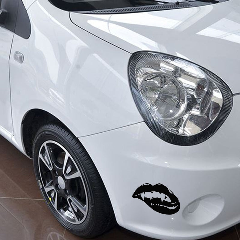 18X11.8CM Fashion Sharp Monster Mouth Kiss Vampire Lips TEETH Vinyl Decal Car Sticker Black/Silver S8-1419
