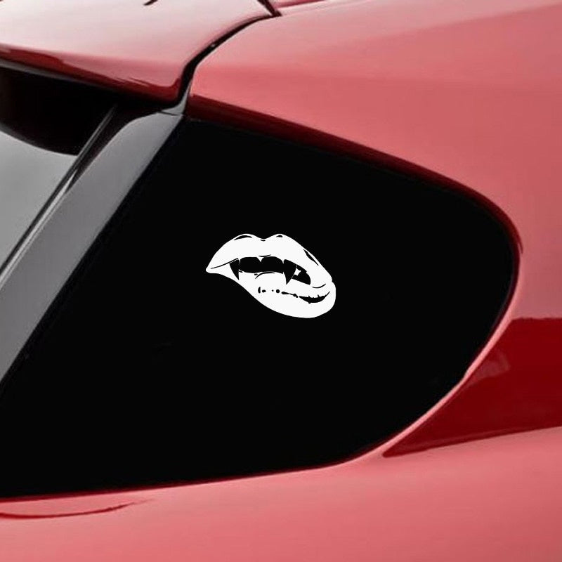 18X11.8CM Fashion Sharp Monster Mouth Kiss Vampire Lips TEETH Vinyl Decal Car Sticker Black/Silver S8-1419