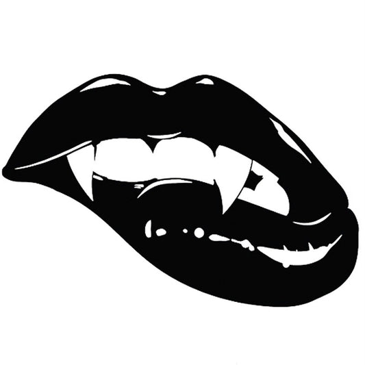 18X11.8CM Fashion Sharp Monster Mouth Kiss Vampire Lips TEETH Vinyl Decal Car Sticker Black/Silver S8-1419