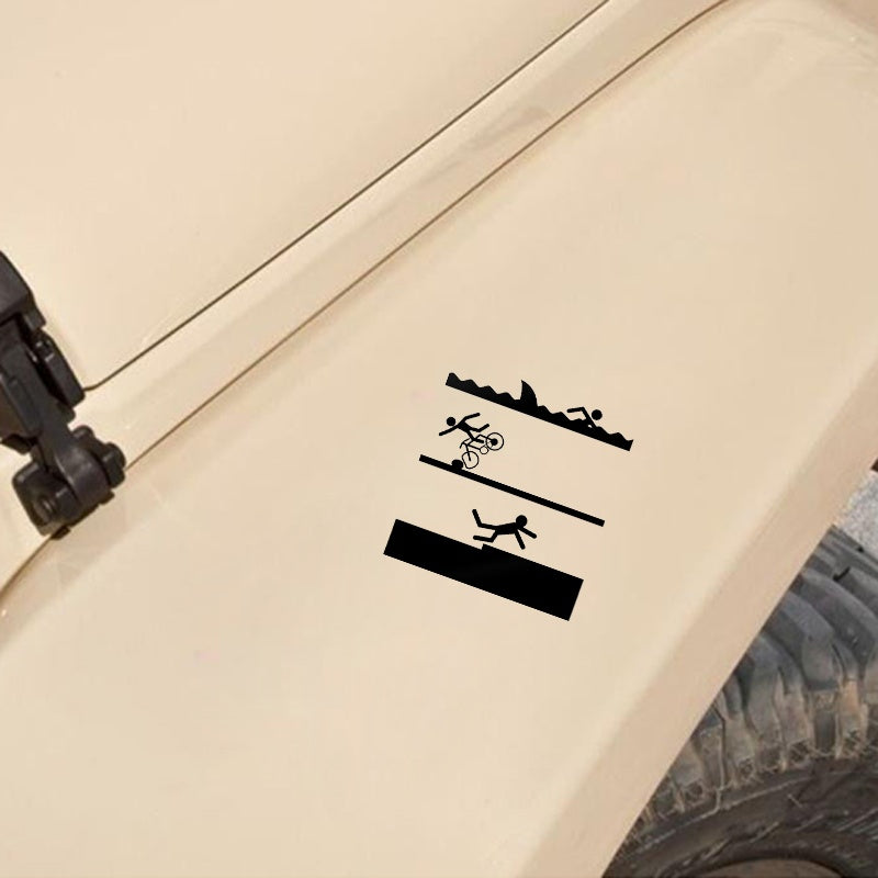 13.4*14.3CM Coolest Triathlon Swim Bike Run Tried Funny Car Sticker Vinyl Silhouette Motorcycle Accessories C12-0662