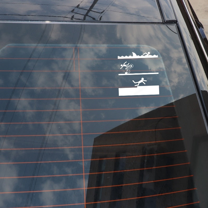 13.4*14.3CM Coolest Triathlon Swim Bike Run Tried Funny Car Sticker Vinyl Silhouette Motorcycle Accessories C12-0662