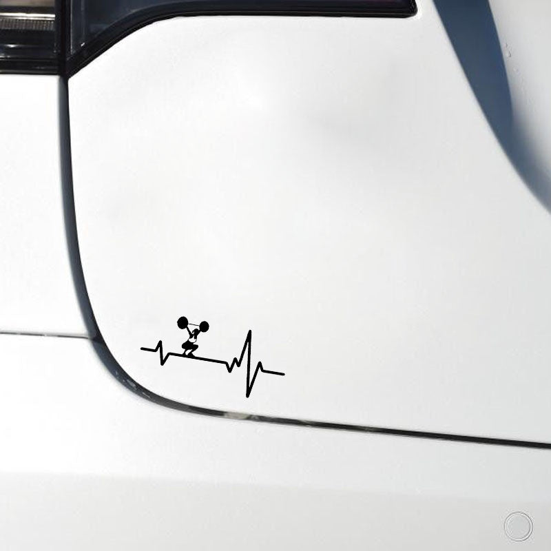 15.7*7.5CM Fashion Heart Beat Line Crossfit Weight Gym Training Car Stickers Vinyl Decor Silhouette C12-0827