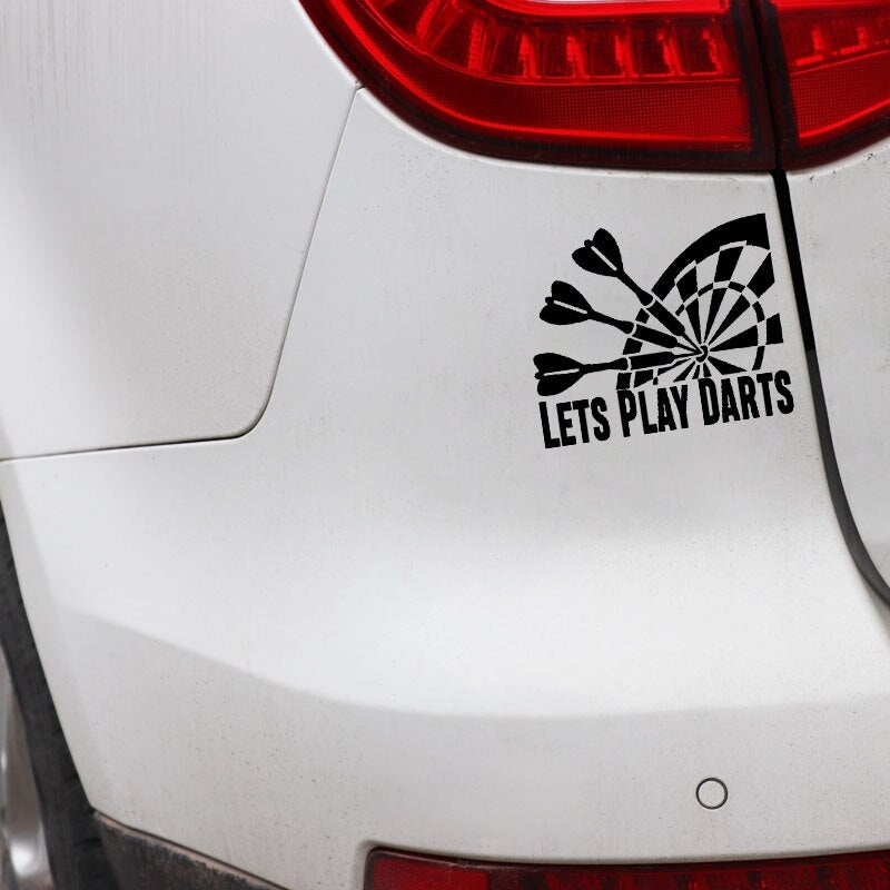 15.3CM*12.6CM Interesting Car-styling Lets Play Darts Car Sticker Decal Black Silver Vinyl C11-2122