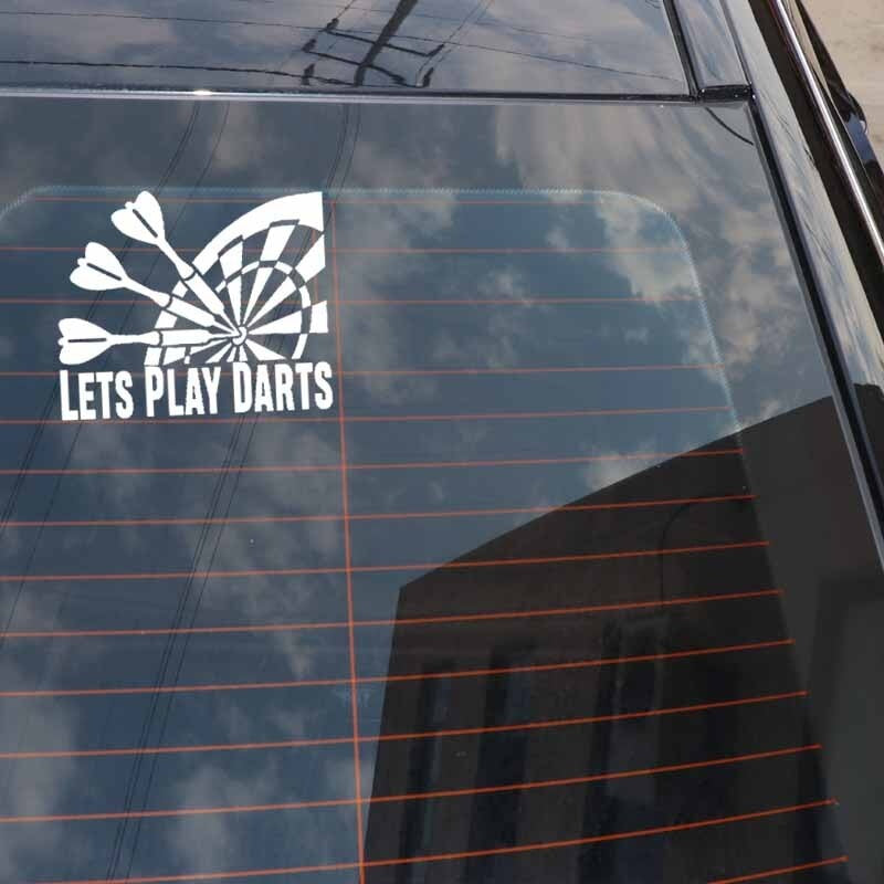 15.3CM*12.6CM Interesting Car-styling Lets Play Darts Car Sticker Decal Black Silver Vinyl C11-2122