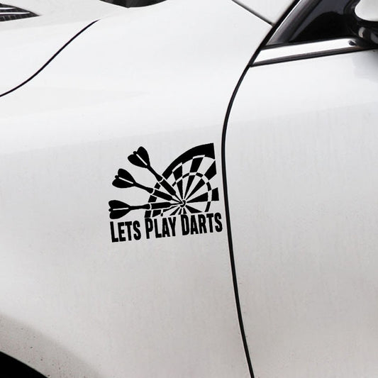 15.3CM*12.6CM Interesting Car-styling Lets Play Darts Car Sticker Decal Black Silver Vinyl C11-2122