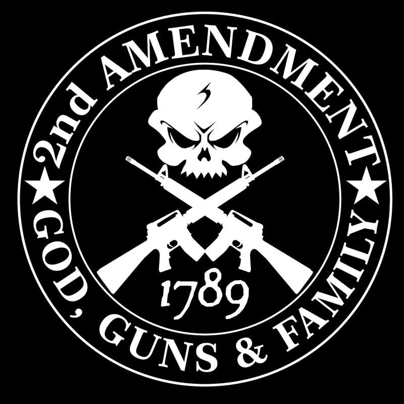 14CMX14CM 2nd AMENDMENT GOD GUNS FAMILY Vinyl Decorative Decal Car Stickers Black/Silver C1-3169