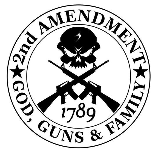 14CMX14CM 2nd AMENDMENT GOD GUNS FAMILY Vinyl Decorative Decal Car Stickers Black/Silver C1-3169