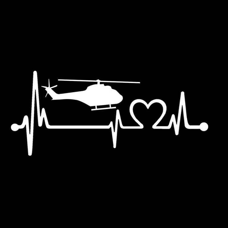 15.3CM*6.6CM Helicopter Heartbeat Lifeline Chopper Pilot Vinyl Black/Silver Car Sticker C22-1028
