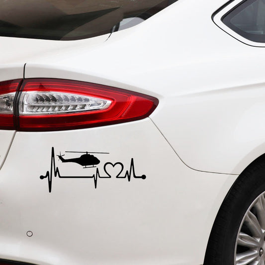 15.3CM*6.6CM Helicopter Heartbeat Lifeline Chopper Pilot Vinyl Black/Silver Car Sticker C22-1028