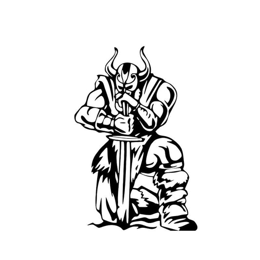 9.7*14.5CM Covering The Body Kneel Ready To Attack Viking Warrior Soldier Car Sticker Black/Silver Vinyl C21-0033