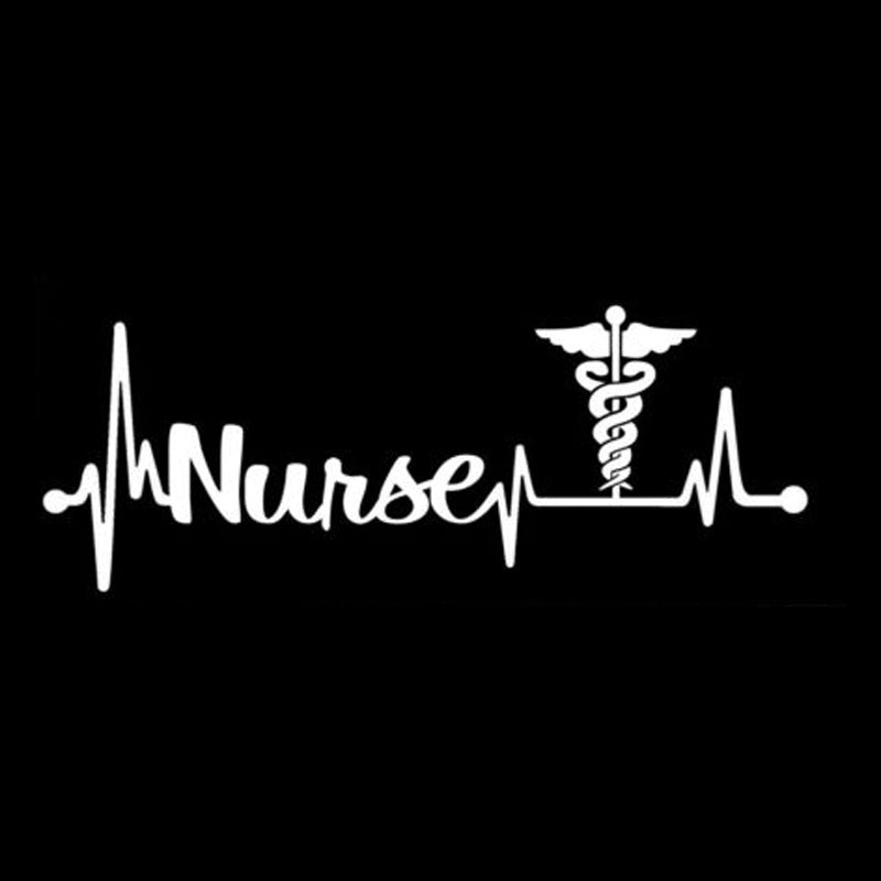 15.7CM*5.9CM Nurse Heartbeat Lifeline Caduceus Vinyl Black/Silver Car Sticker C22-1027