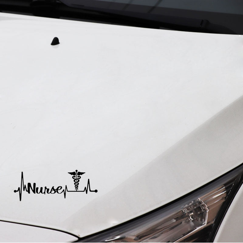15.7CM*5.9CM Nurse Heartbeat Lifeline Caduceus Vinyl Black/Silver Car Sticker C22-1027